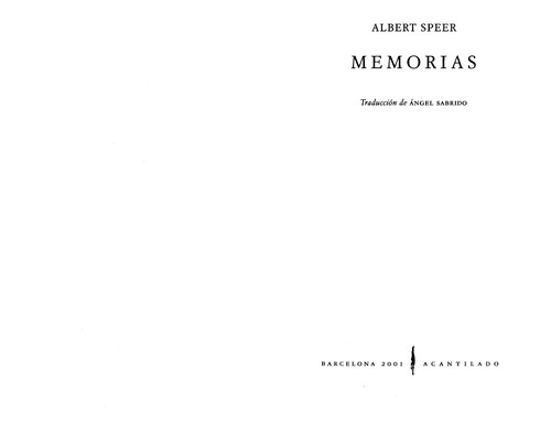 Albert Speer: Memorias (Hardcover, Spanish language, Quaderns Crema)