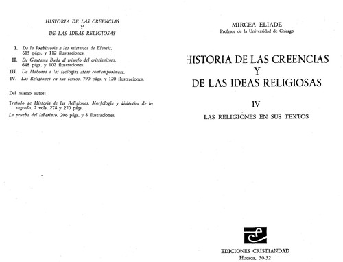 Mircea Eliade: Historia de las creencias y de las ideas religiosas (Spanish language, 1980, Cristiandad)