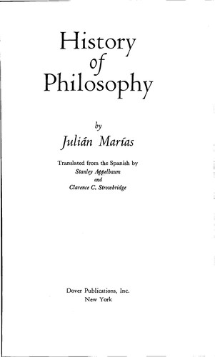 Julián Marías: History of Philosophy (Historia de la Filosofia) (Paperback, Dover Publications)