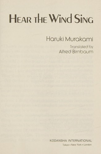 Haruki Murakami: Hear the wind sing (1987, Kodansha International)