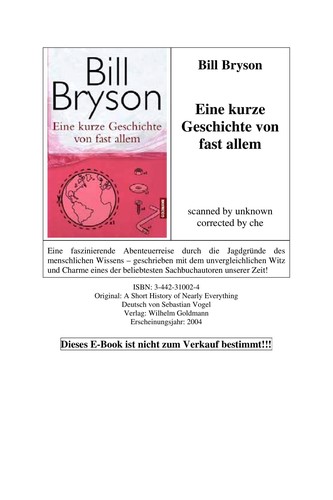 Bill Bryson: Eine kurze Geschichte von fast allem (German language, 2009, Goldmann Verlag)